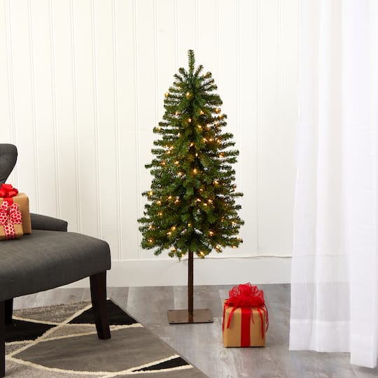 4ft. Pre-Lit Alpine Artificial Christmas Tree with Clear Lights